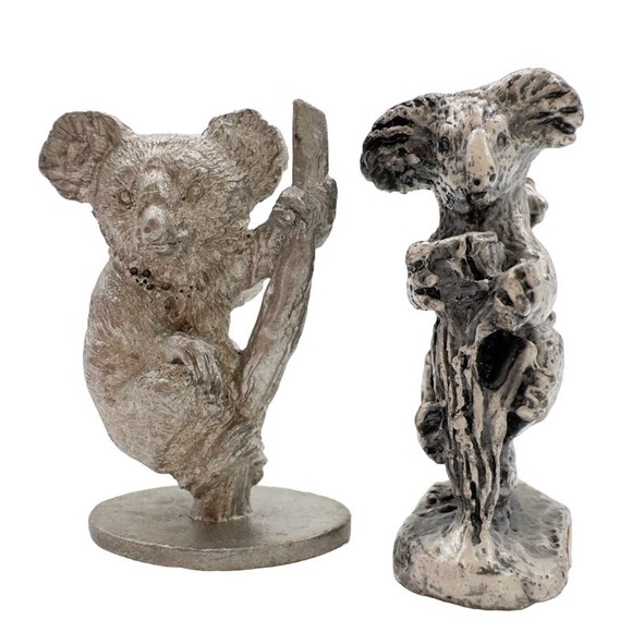 Lot of Two Pewter Koala Figurines Michael Ricker and Spoontiques Vintage 70s 80s - Picture 4 of 13